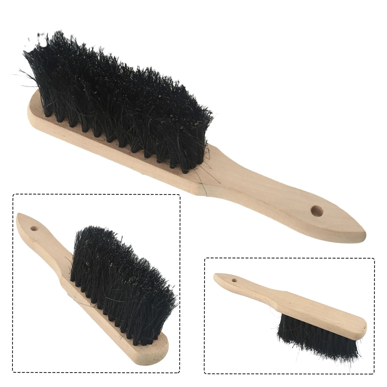 28cm Fireplace Brush Wooden Handle Coconut Palm Bristles Fireplace Cleaning Brush Maintenance Tools