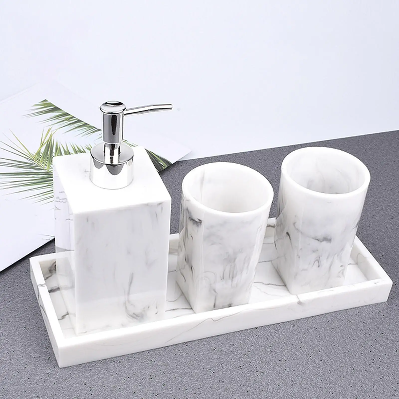 Bathroom Accessories Set, Dispenser Nordic Style Modern Marble Texture