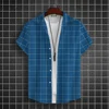 Casual Basic Shirt For Men Essential Leisure Short Sleeve Plaid Shirts Men Big Size Loose Fit Button Up Classic Plaid Men Shirt 4