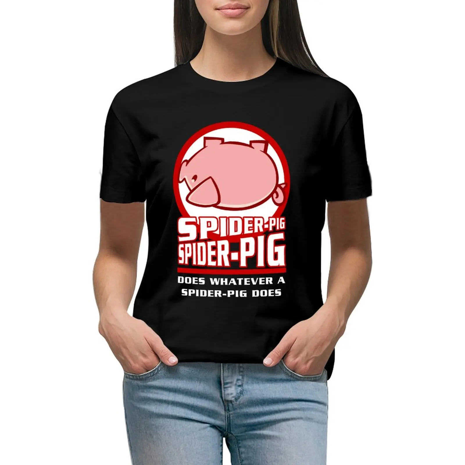 

Spider-Pig T-Shirt cute tops korean fashion Blouse tops for Women