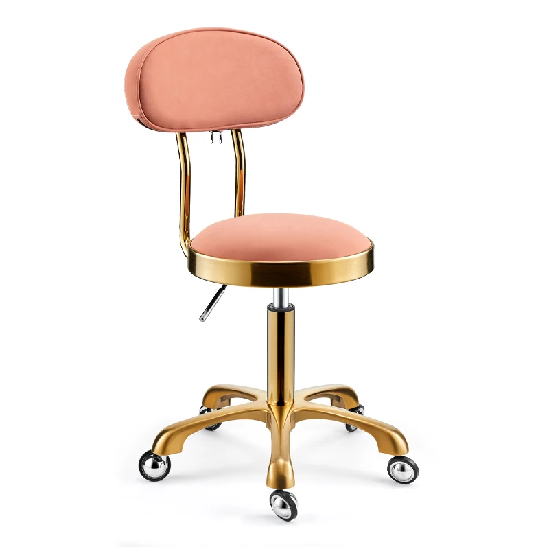 Round Chair Hairdresser Stools  Leather Beauty Manicure Stool Barber Chairs Salon Shaving Esthetician Stool With Wheels Rotating