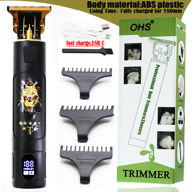 OHS T9 0mm Professional Hair Clipper Beard Trimmer Electric Razors For Men Hair Shaver Beard Barber Hair Cut Cutting Machine