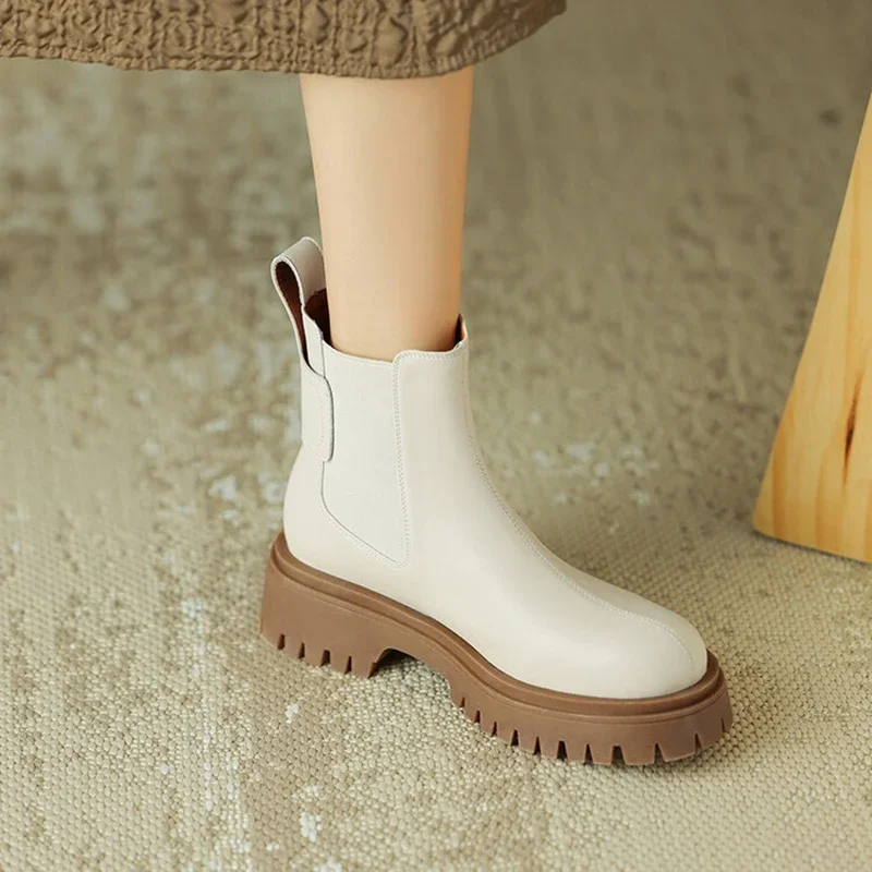 NEW Autumn Women Boots Split Leather Shoes for Women Round