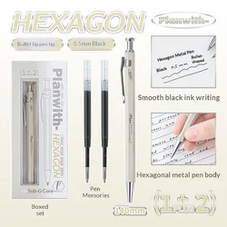 Hexagonal Metal Gel Pen Set - Ultra - Smooth No - Smudge Writing, 0.5mm Needle Tip (Begie Pen Set)