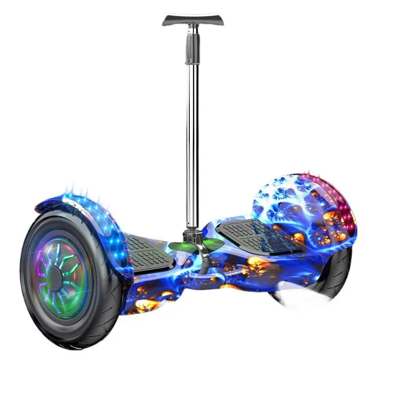 10 Inch Intelligent Electric Balance Vehicle With Hand Lever Children's Inflatable Luminous Wheel Dual Wheel Balance Scooter