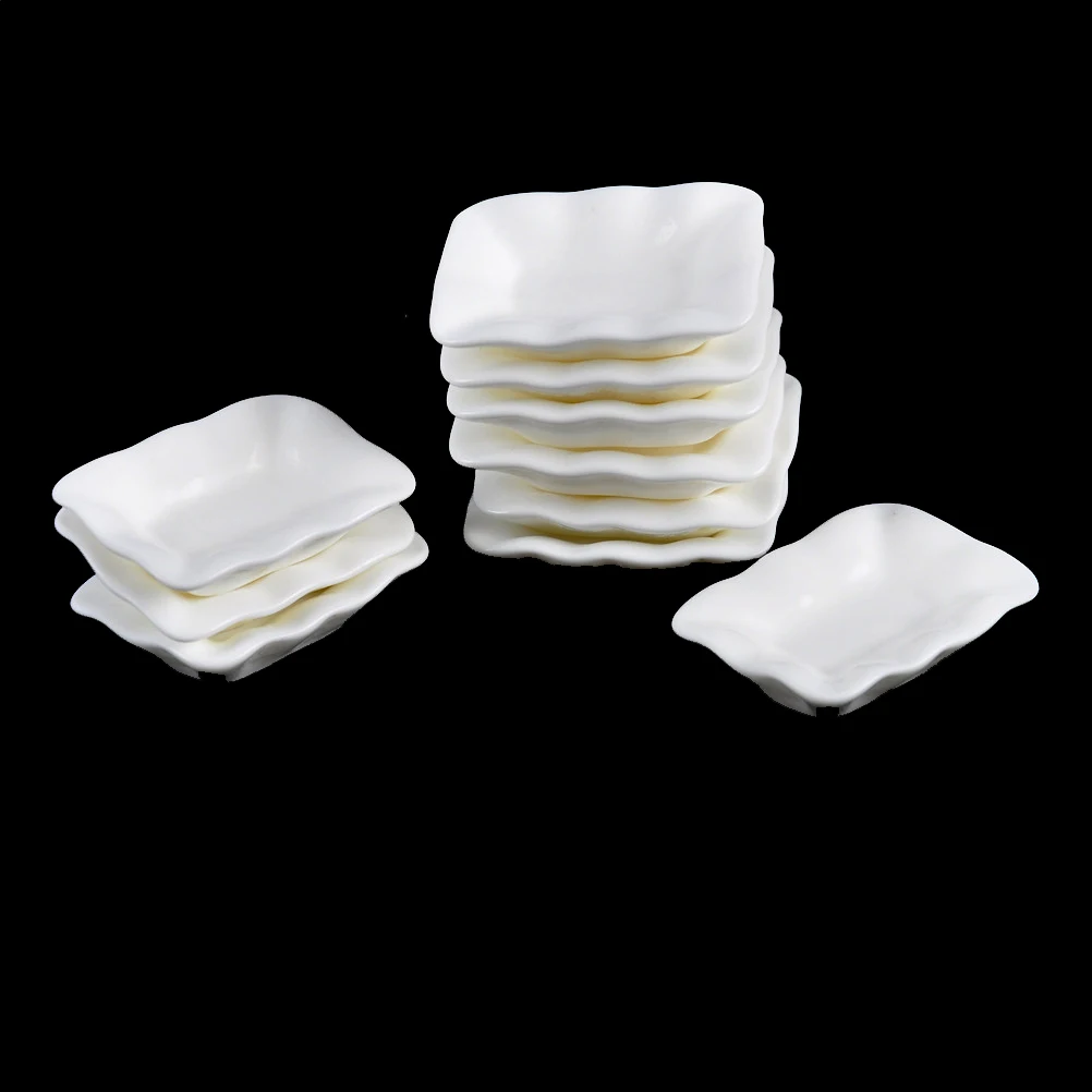 10Pcs/set Durable Mini Food White Dishes Tableware Miniature Doll House Accessories Dollhouse Trays Plates Doll Kitchen Toys 5