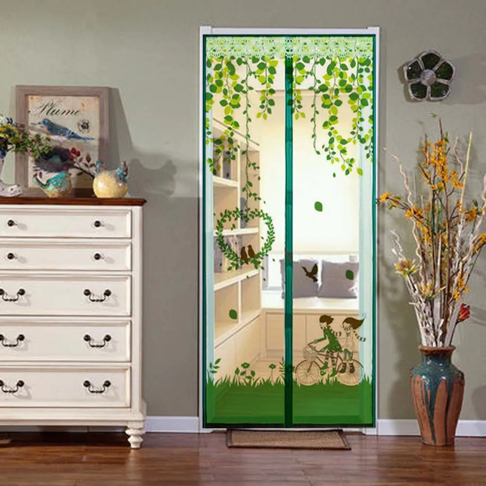 자동 폐쇄 자기 모기장 스크린 도어 플라이 네트 자기 모기 방지 스크린 도어 90/100*210cm 가정용 섬유 