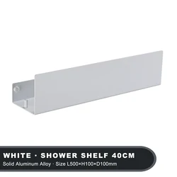 Sleek Black Aluminum Wall-Mounted Organizer Shelf with Hooks (White 40cm)