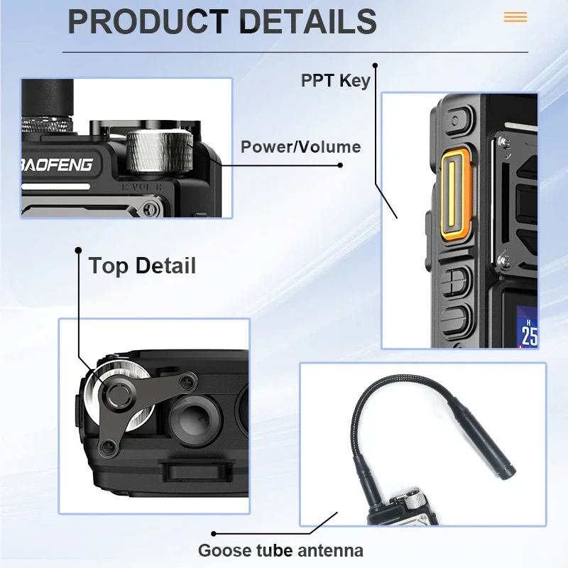 Baofeng Uv25Pro M Ham Radio High Powerful Tactical Walkie Talkie 50Km Full-Band Type-C 999Channel Two Way Radio 5