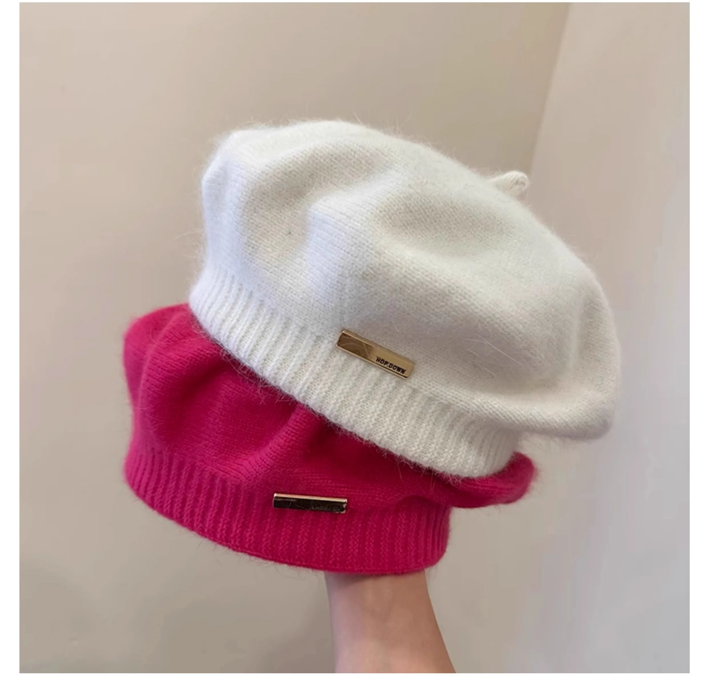 Korean Version Rabbit Fur Beret for Autumn Winter