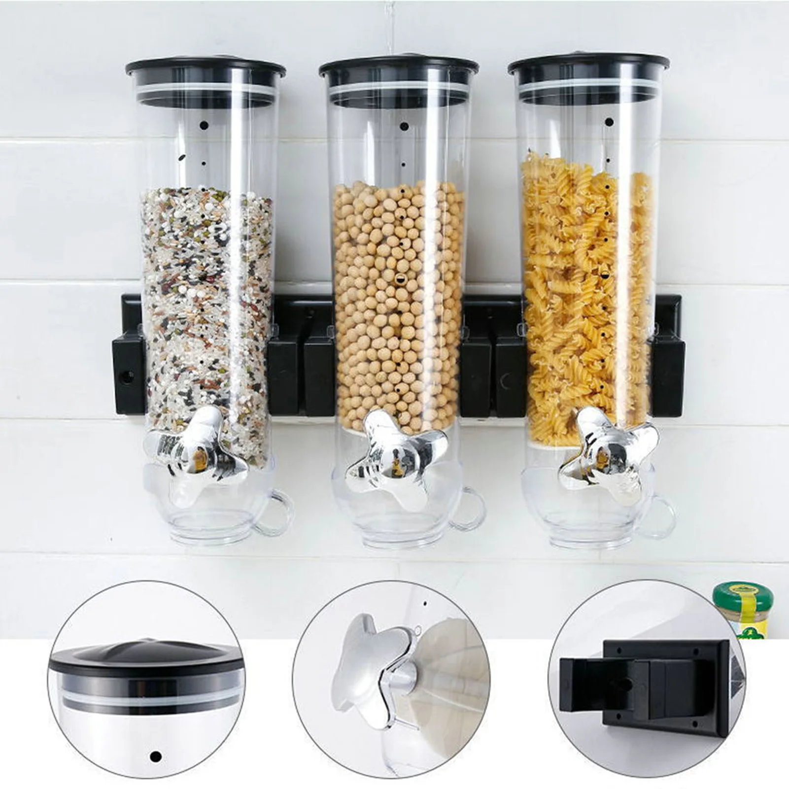 

Storage Bottles Wall-Mounted Grain Grocery Jar Household Kitchen Rice Bucket Rice Flour Nuts Storage Home Storage Organization