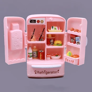 Muebles de microfilm de simulación para niña, refrigerador de doble puerta 1:12, modelo de cocina para casa de muñecas, decoraciones para regalos de cumpleaños 1