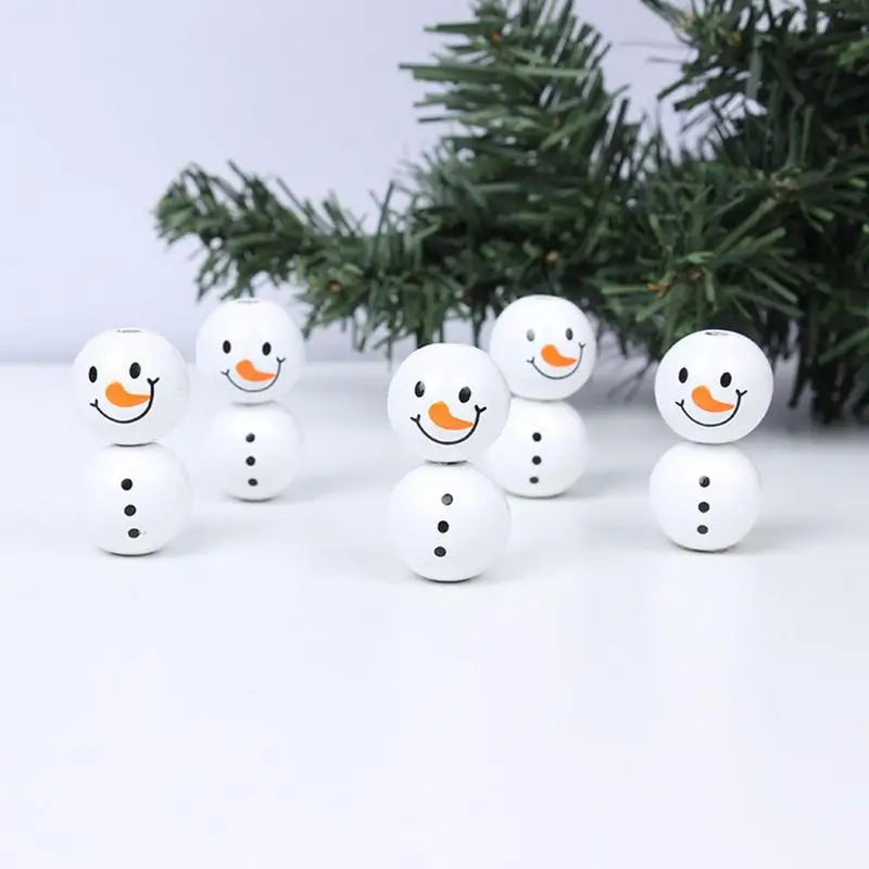 Christmas Snowman Wooden Beads Round Snowman Head Belly Beads For DIY  Handmade Crafts Christmas Beading Ornament 10/20/30pcs