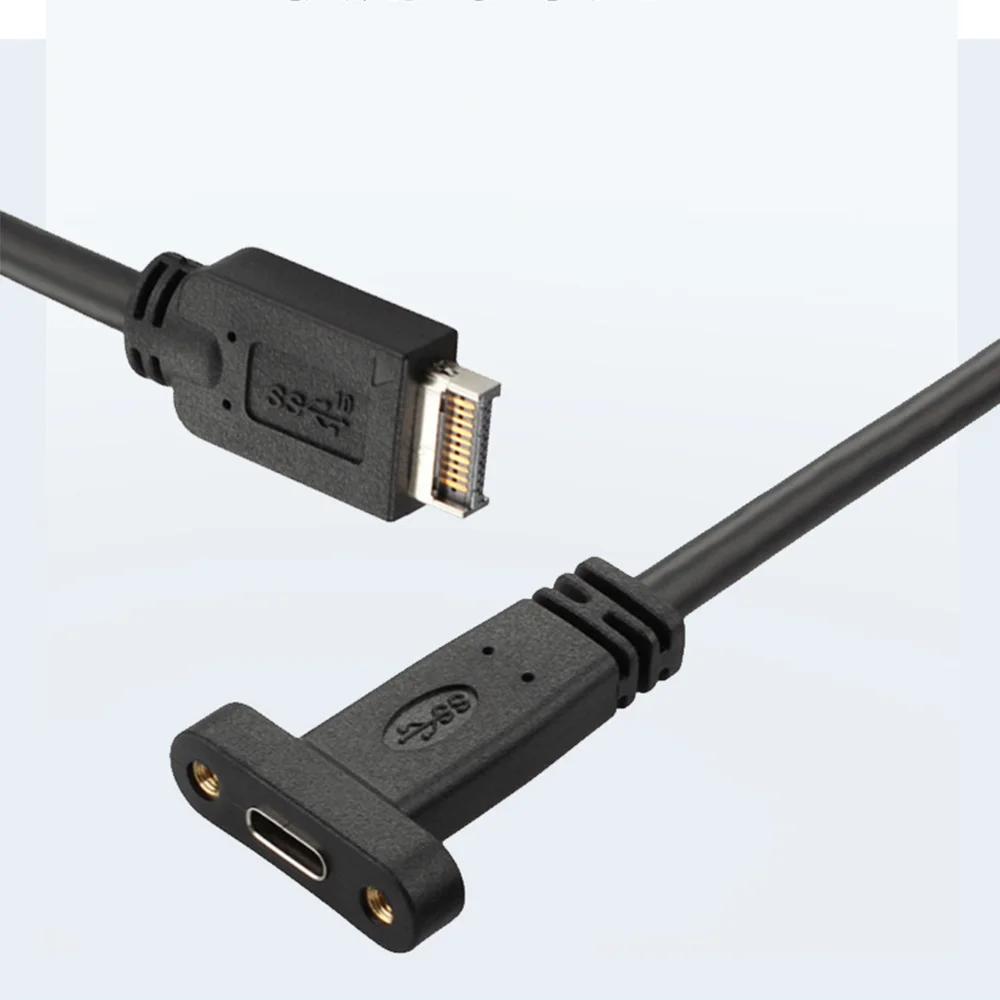 RGEEK 50cm USB-C Female Connector Extension Cable with Panel Mount Screw