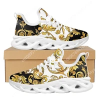 Custom Made Golden Luxury Floral Designer Shoes For Women Sneakers Platform Multicolor Breathable Soft Couple Casual Size 36-48 1