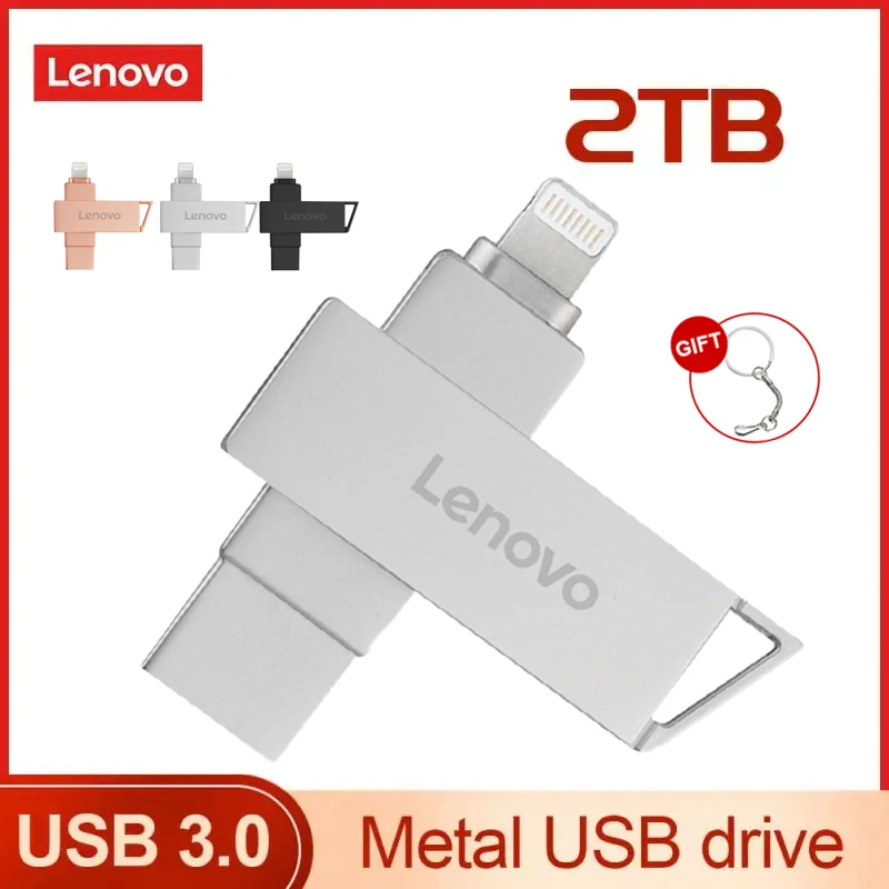Lenovo Usb Flash Drive 128Gb 1/2Tb Pendrive Con 2 In 1 Interfaccia Da Usb A Lightning Pendrive Usb3.0 Per Android Iphone 14 Pro Max