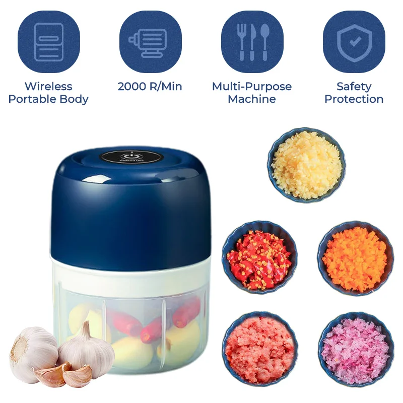 100/250ml Mini Electric Garlic Chopper Vegetable Chili Meat Ginger