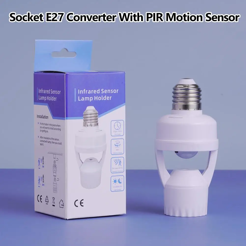 PIR 모션 센서 램프 홀더 E27 스마트 전구 홀더 어댑터 현관 계단 지하실용 자동 켜기/끄기 모션 라이트 소켓