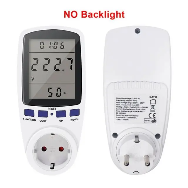 Digital Wattmeter 220V Power Energy Meter EU Plug Socket Analyzer AC Voltmeter Ammeter Consumption Monitor Kwh And Cost Display soil ph meter Measurement & Analysis Tools