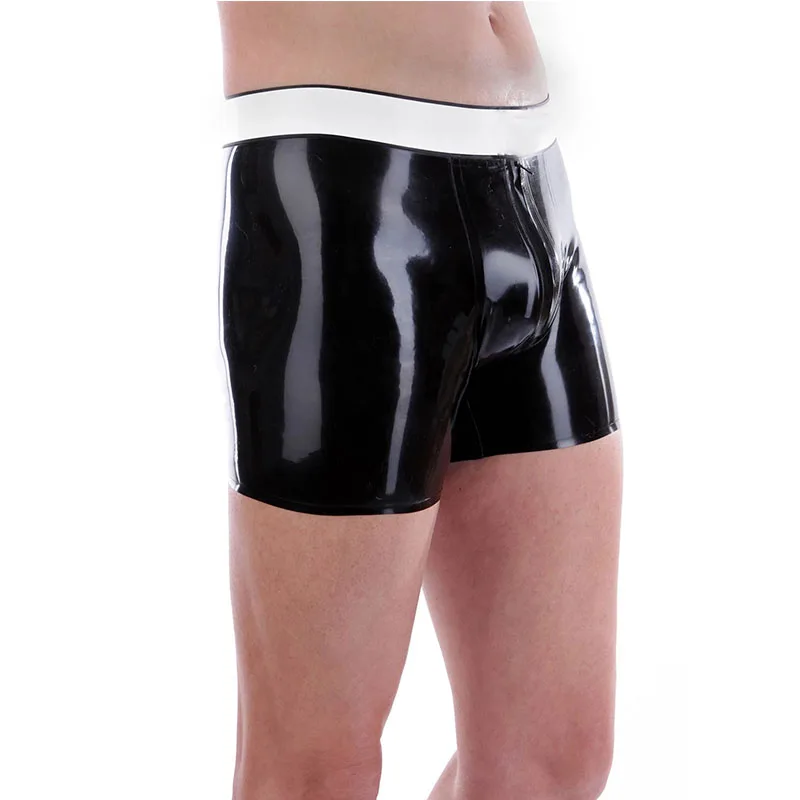 

Rubber Panties Shorts Latex Boxer Male Underwear with Front Zip Handmade