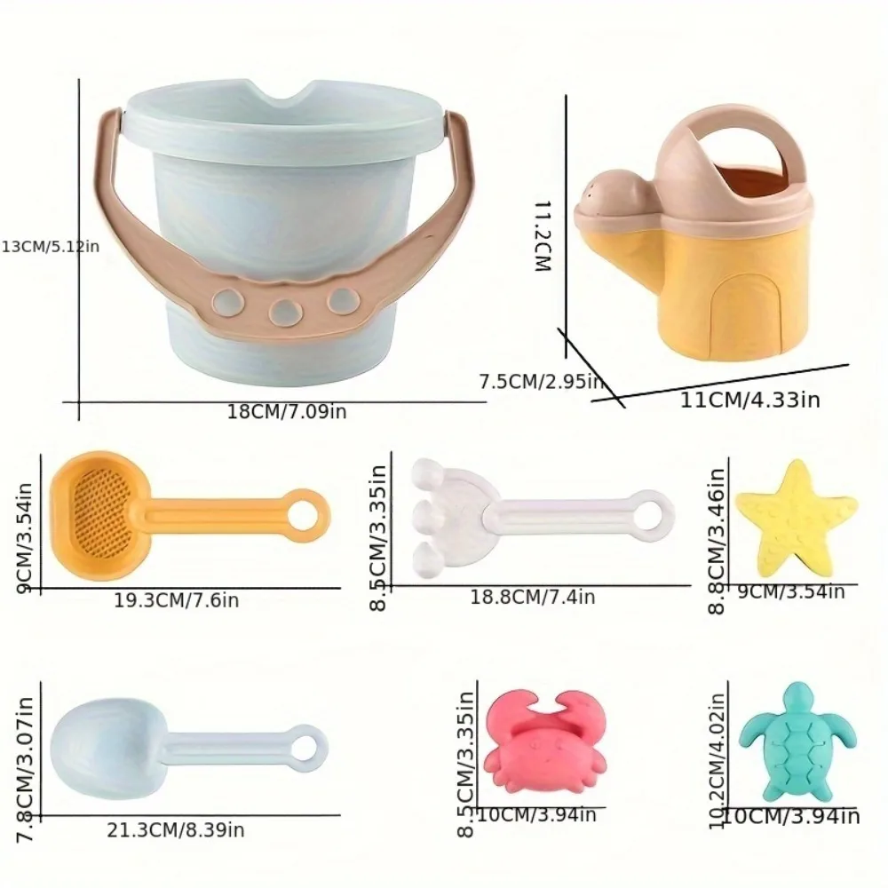 Sea Creatures Sand Beach Toy Set Toys Kids Sandbox Toys Toddlers Sand Toys Beach Tool Kit Bucket Watering Shovel Travel Outdoor 2
