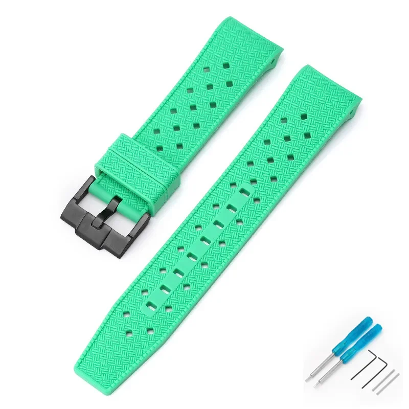 Curved End Waterproof Sport Silicone Watch Band - 22mm