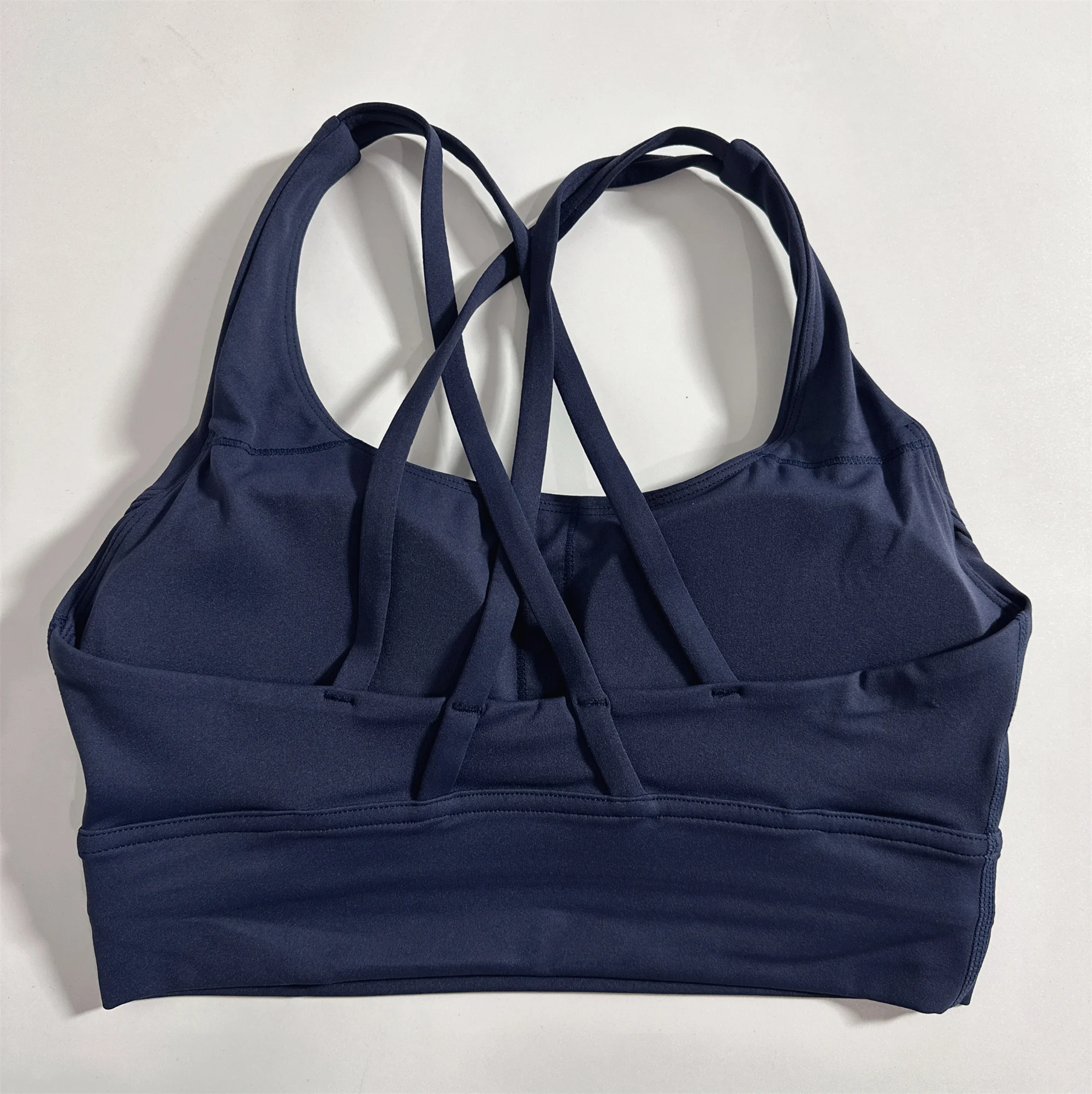 Lady Gym Wear Navy Blue Solid Color Yoga Bra Adjustable Strap Sports Bra -  China Sports Bra and Yoga Wear price