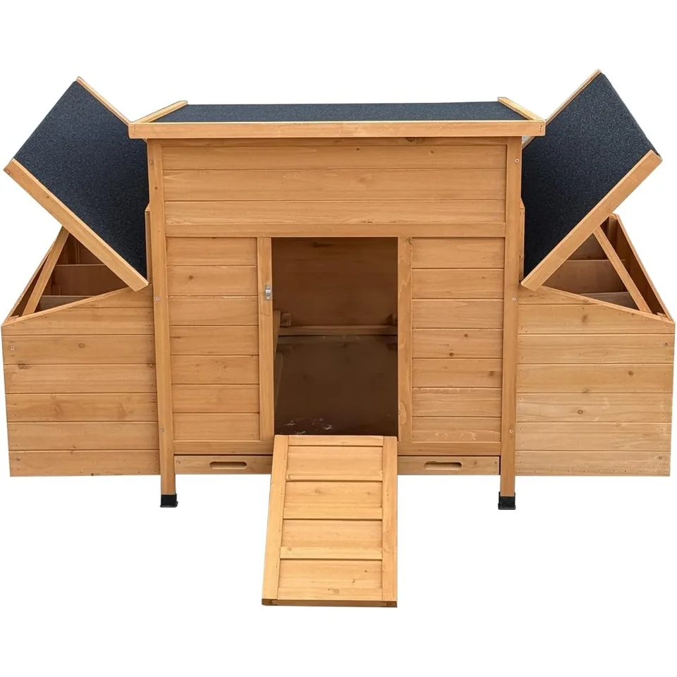 Large Wooden Chicken Coop with Nesting Boxes