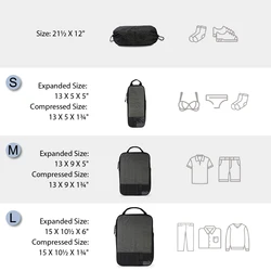Compression Packing Cubes - Lightweight Durable Luggage Organizer Bags (Black 4pcs)