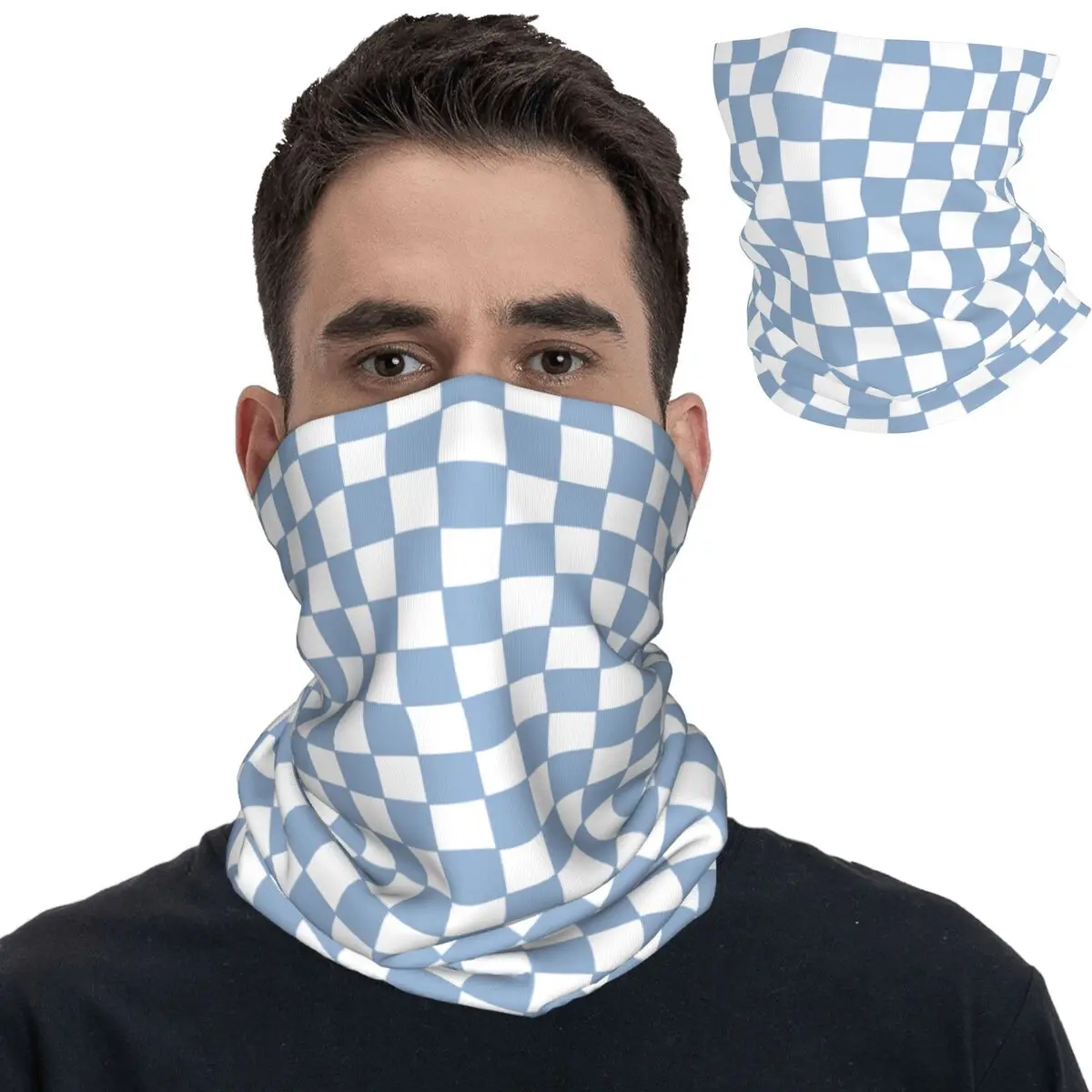 

Abstract Distorted Checkered Check Magic Scarf Accessories Neck Gaiter 70s Style Checkered Bandana Cycling Headband Windproof