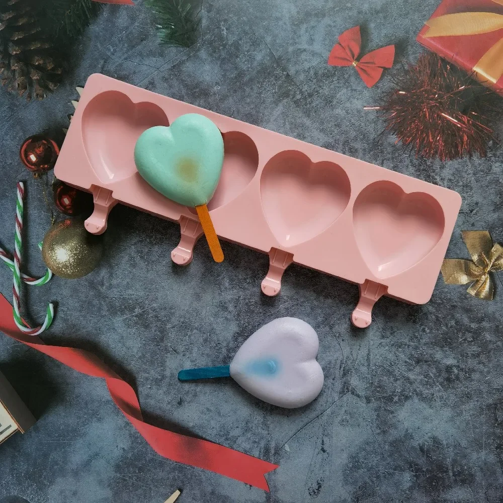 Description Picture 5 of itemIce Cream Mold Heart Shape Silicone Popsicle Form Maker  Lolly Moulds  Cube Tray for Party Bar Decoration Fondant Molds