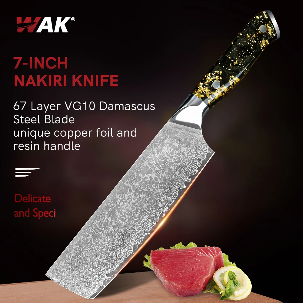 Cuchillo de chef, cuchillo japonés de cocina de 7 pulgadas, cuchillo  japonés de alto carbono 10cr15mov Damasco, cuchillos Santoku afilados de  acero