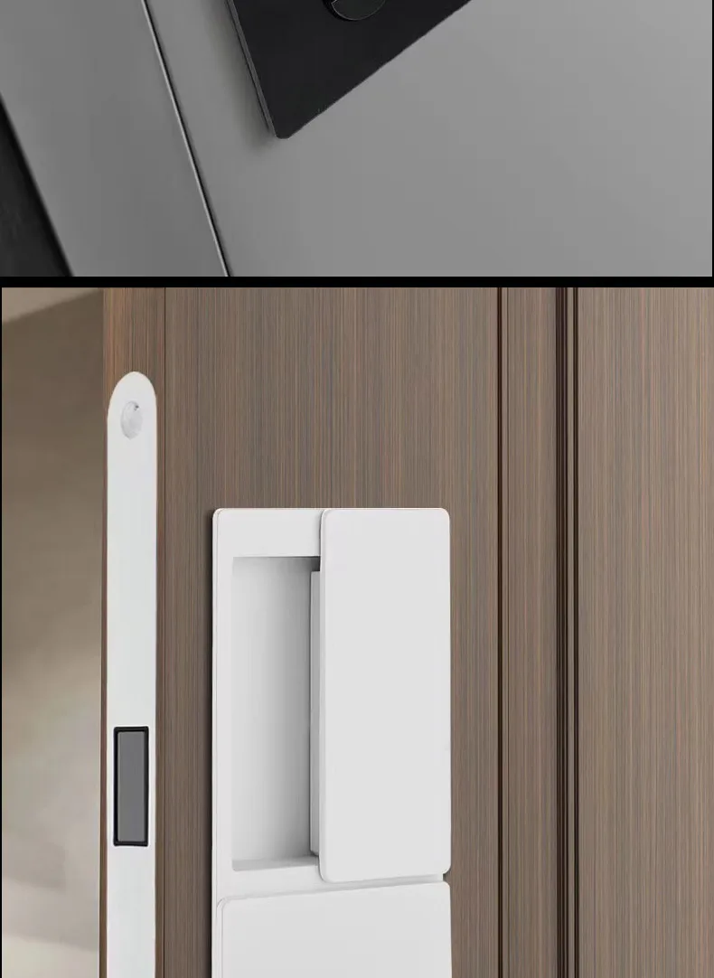 2023 New Handleless Flat Lock Modern Bedroom Magnetic Recessed Door Handle Silent Push-Pull Golden Invisible Sliding Door Lock