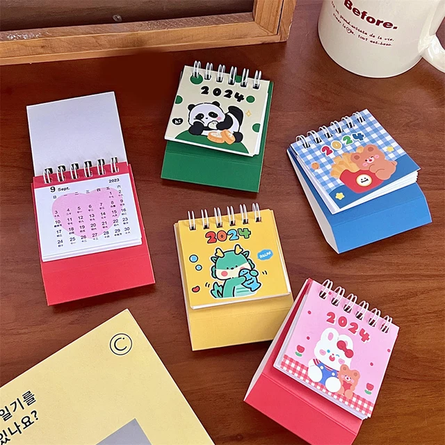 2024 Kawaii Desk Calendar Cartoon Cute Animal Mini Desktop Note Coil  Calendar Daily Agenda Planner Desktop Notepad Calendar - AliExpress