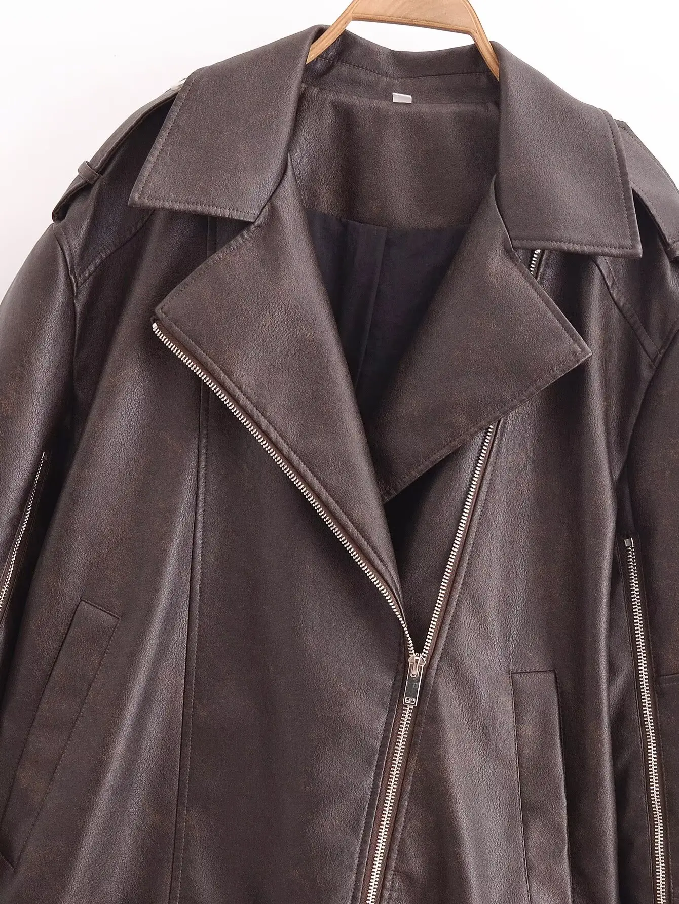 Leather Jackets Faux Coat Women's Outwear Solid Long Sleeve Tops Streetwear Fashion inszart Casual Loose Coat 2024 Woman Jacket