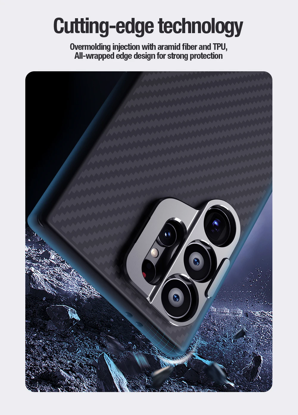 삼성 갤럭시 S24 울트라 5G 케이스 닐킨 아라미드 섬유 탄소 소품, 스탠드 카메라 케이스, 헤비 듀티 렌즈 보호 커버