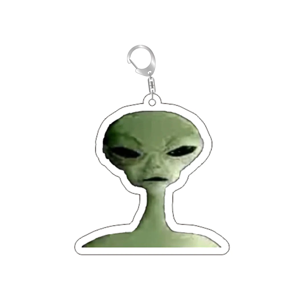 Zip Zap Alien Cat Funny Meme Keychain Green Alien Cute Cats Key Ring Game Accessories Bags Backpack Pendant Prop Jewelry Gift