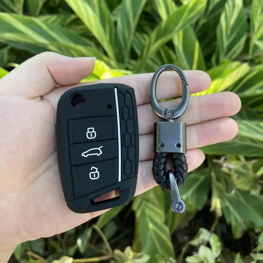 Button Silicone Car Key Case Cover for Volkswagen VW Polo Golf