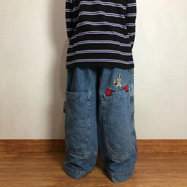 JNCO 캥거루 청바지 남녀공용, 빈티지 y2k 청바지, 하라주쿠 캐주얼 자수, 스트레이트 와이드 레그, y2k jnco 청바지, 2024 여름 신상 Best5 JNCO 캥거루 청바지 남녀공용, 빈티지 y2k 청바지, 하라주쿠 캐주얼 자수, 스트레이트 와이드 레그, y2k jnco 청바지, 2024 여름 신상 Best5