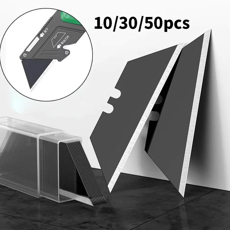 Lâminas de Faca Especiais em Aço (10/30/50 Peças) - Lâminas Trapezoidais de Reposição para Estiletes e Ferramentas de Corte DIY para Artesanato