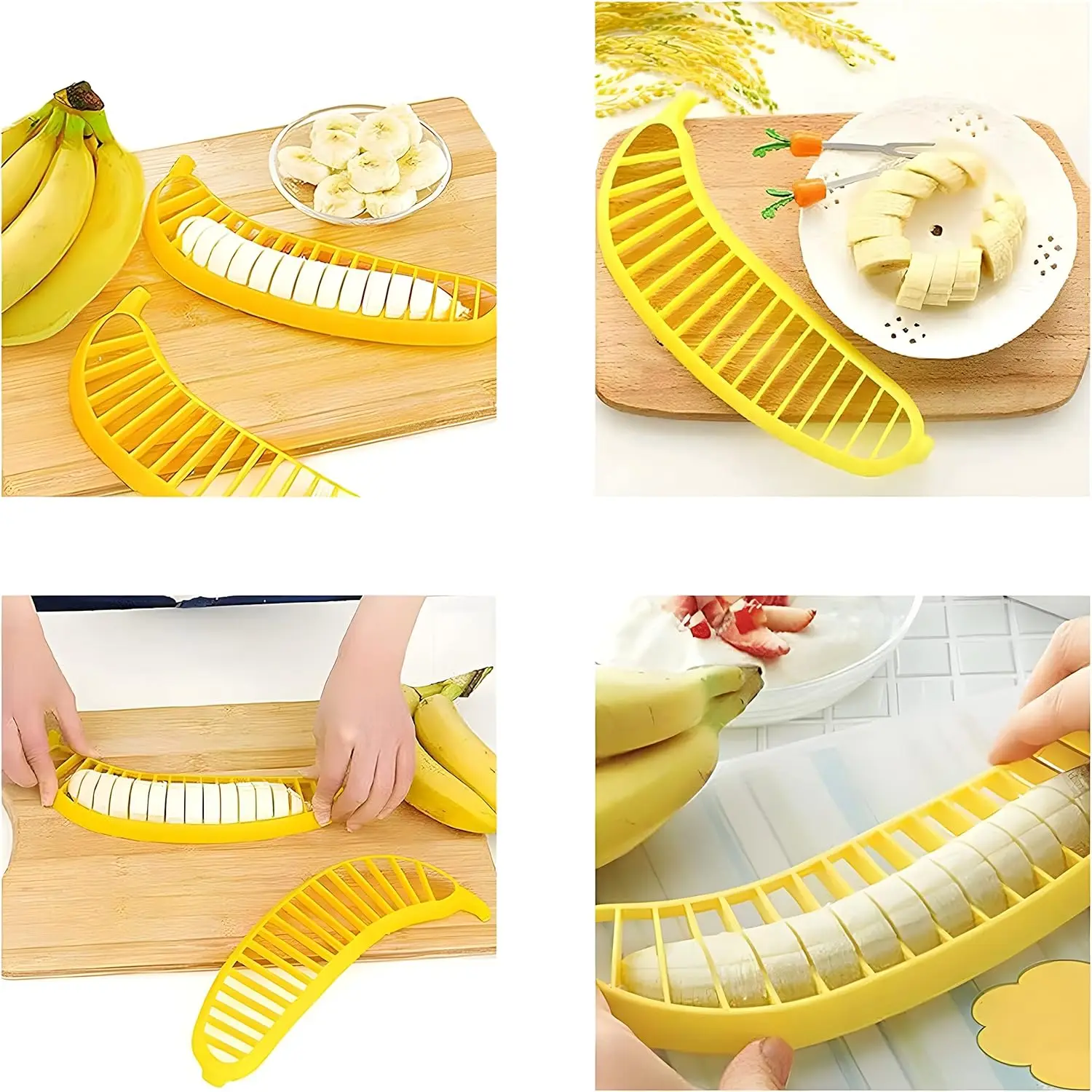 2Pcs Banana Slicer-perfect for fruit salads Generic Handle Plastic Banana Fruit Slicer Cutter Chopper