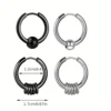 2/8pcs Classic Stainless Steel Hoop Earrings for Men Women Small Circle Ball Anti-allergic Ear Buckle Punk Rock Hip Hop Jewelry 6