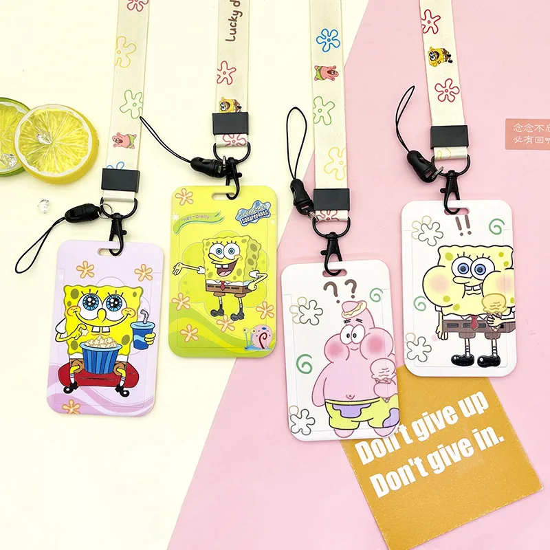 Cute Potdemiel Spongebob Squarepants Studente Cartoon Card Holder Anti Loss Slide Cover Anti Loss