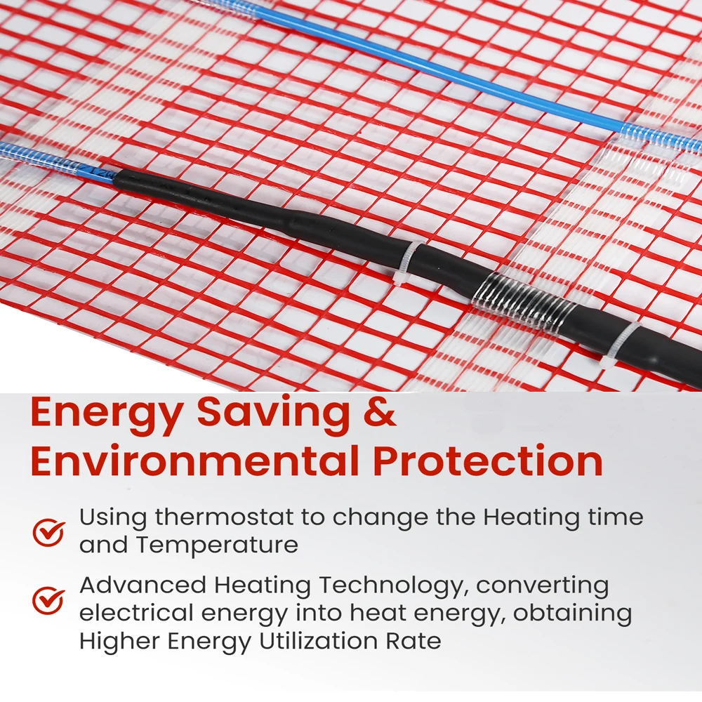 Electric Underfloor Heating MAXKOSKO Electric Warmmat Self-adhesive Underfloor Heating Mat for Ceramic Tile Wooden Floor