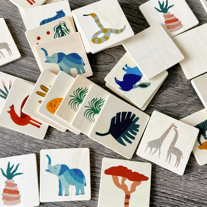 Wooden Memory Matching Game - 32 Piece Educational Toy Set