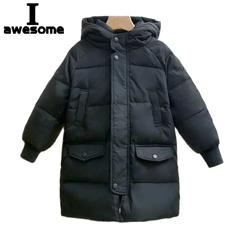 

Winter Kids Girls Long Coats Children Boys Jackets Fashion Thick Hooded White Duck Down Snowsuit 2-14Y Teenagers Overcoat Parkas