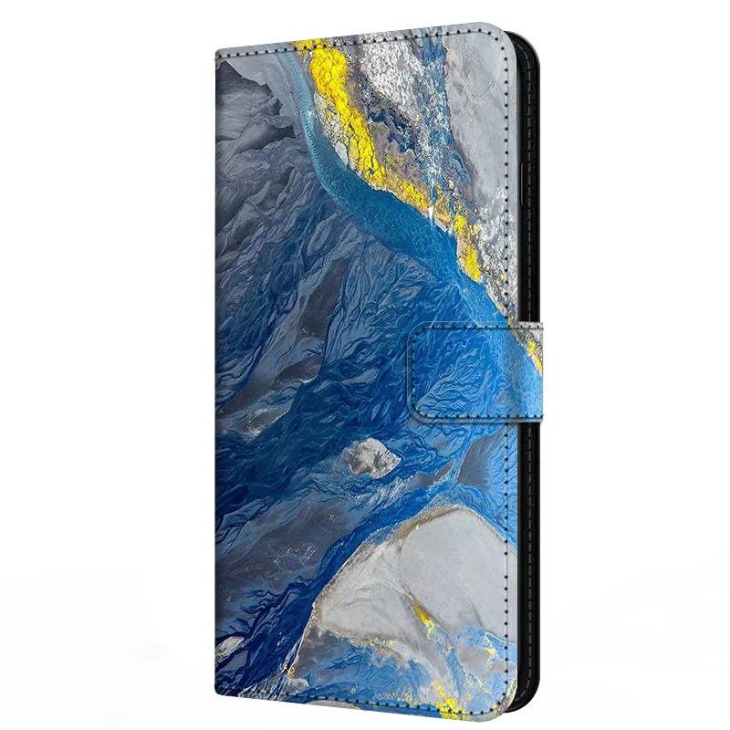 Elegant Marble Leather Flip Cover with Magnetic Wallet and Stand
