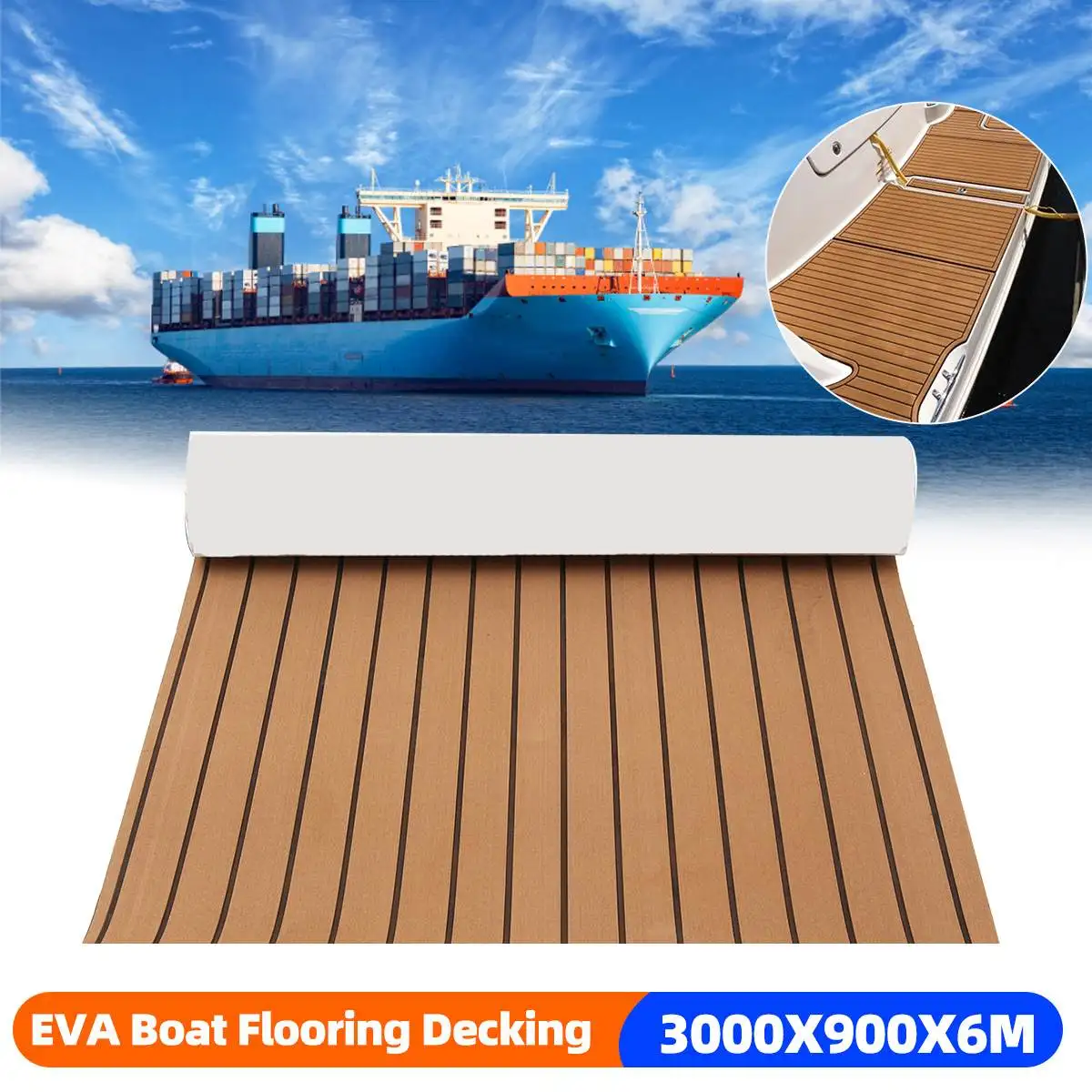 

3000X900x6mm Extra Big Thicken EVA Boat Flooring Yacht Teak Decking Sheet Marine Boat Houseboat Car Floor Mat Carpet