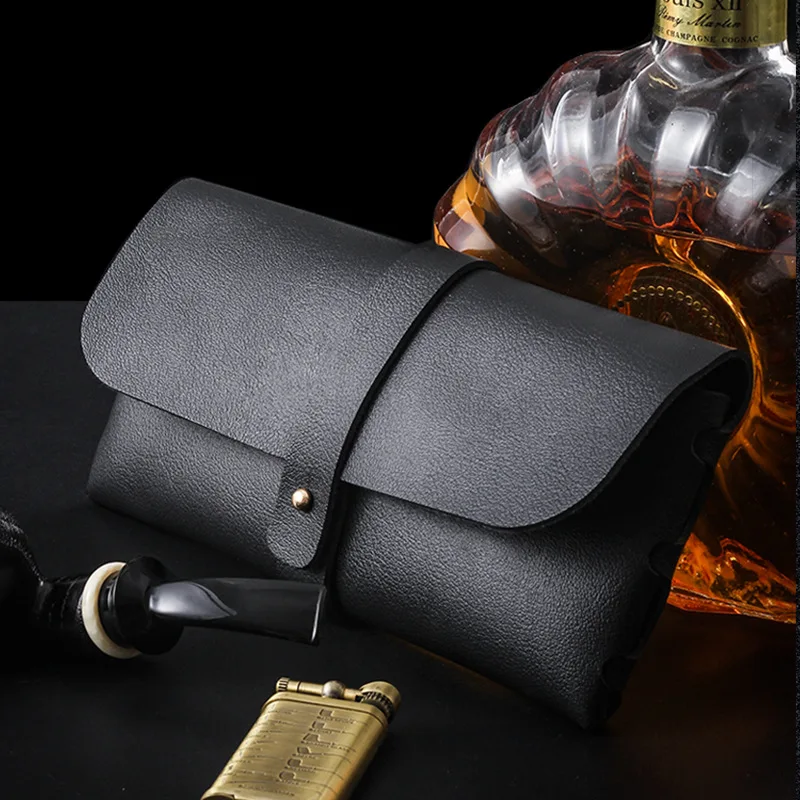 Tobacco Pouch Bag PU Leather Pipe Cigarette Holder Smoking Paper Holder Men Wallet Bag Portable Tobacco Storage Gift tobacco smoking accessories