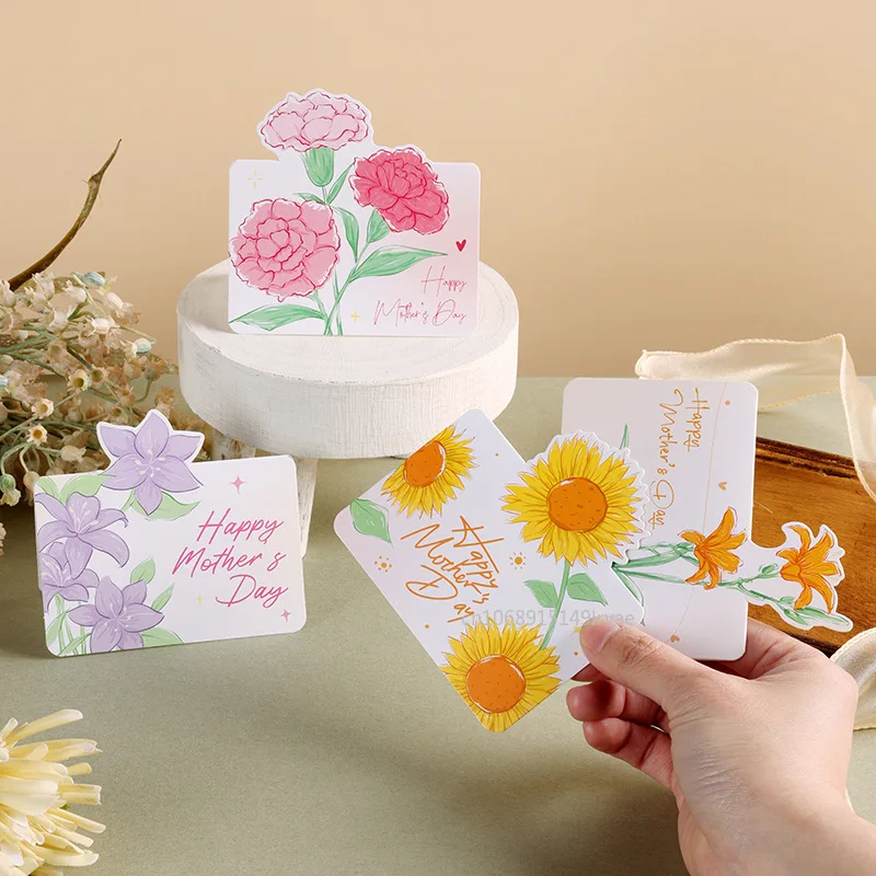 10pcs 2025 Mother's Day Greeting Cards Floral Bouquet Greeting Cards Flowers Happy Mothers Day Love Mom Card for Mom Gifts